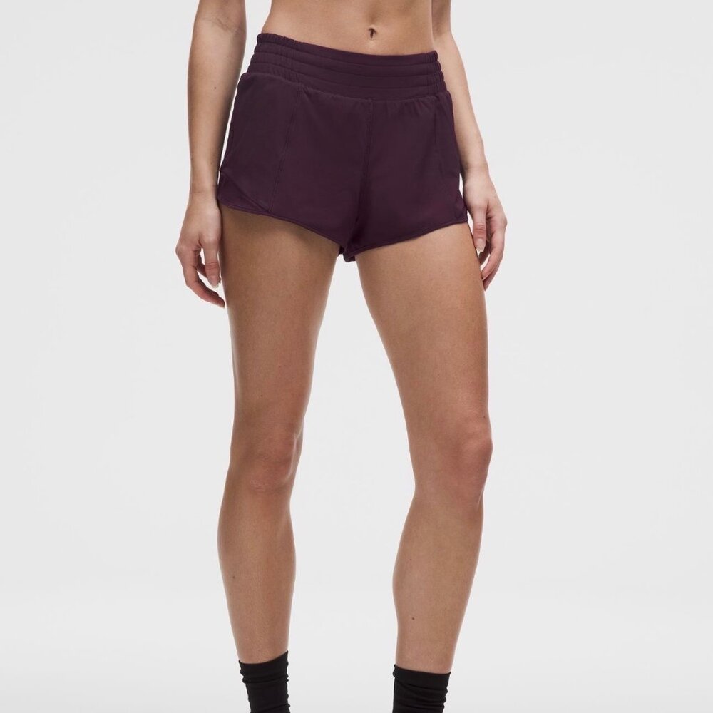 NWT Lululemon Hotty Hot High-Rise Shorts 2.5" Lined Size 14 in Black Plum